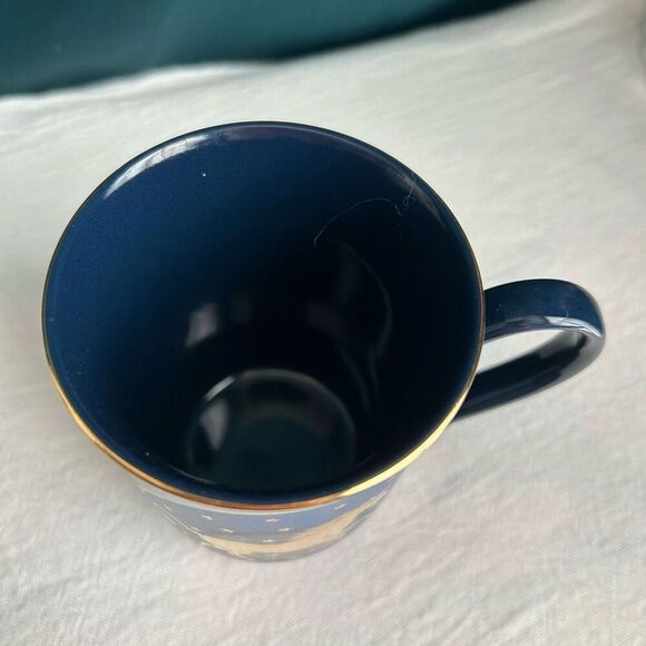 Otagiri Unicorn Crescent Moon and Stars Gold Blue Vintage Coffee Cup Japan - Picture 5 of 6